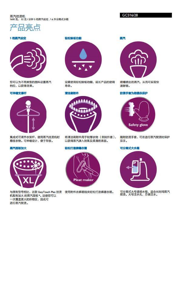 飞利浦(philips)蒸汽挂烫机 家用手持/挂式迷你电熨斗/烫衣服熨烫机