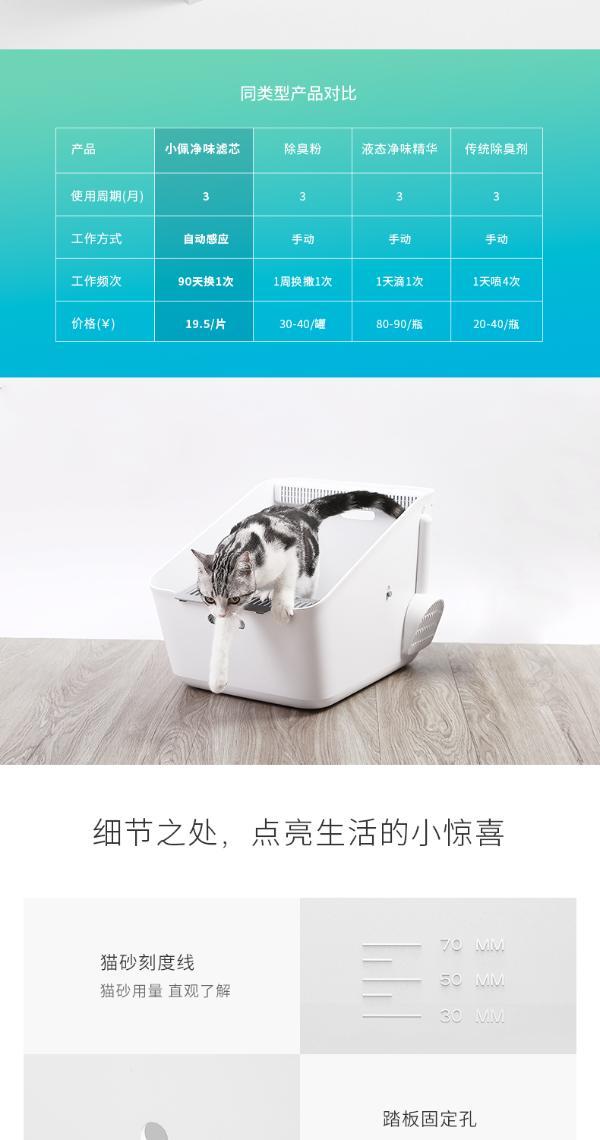 小佩petkit猫砂盆半封闭式猫咪用品猫砂猫厕所单层新款宠物猫用品厕所