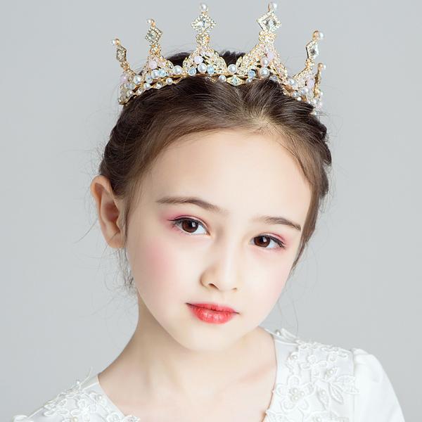ocsco 儿童皇冠头饰新款公主女童水晶大发箍粉色冰雪奇缘小朋友生日