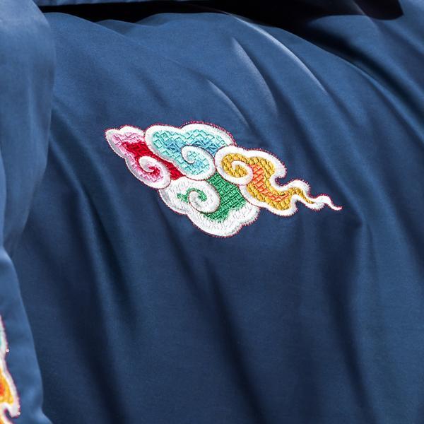 芒更家纺 60支长绒棉刺绣四件套-七彩祥云-宝蓝-被套200*230cm 床单