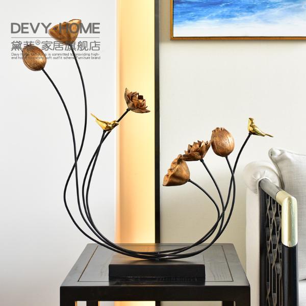 devy 新中式禅意莲花玄关摆件工艺品创意家居客厅样板