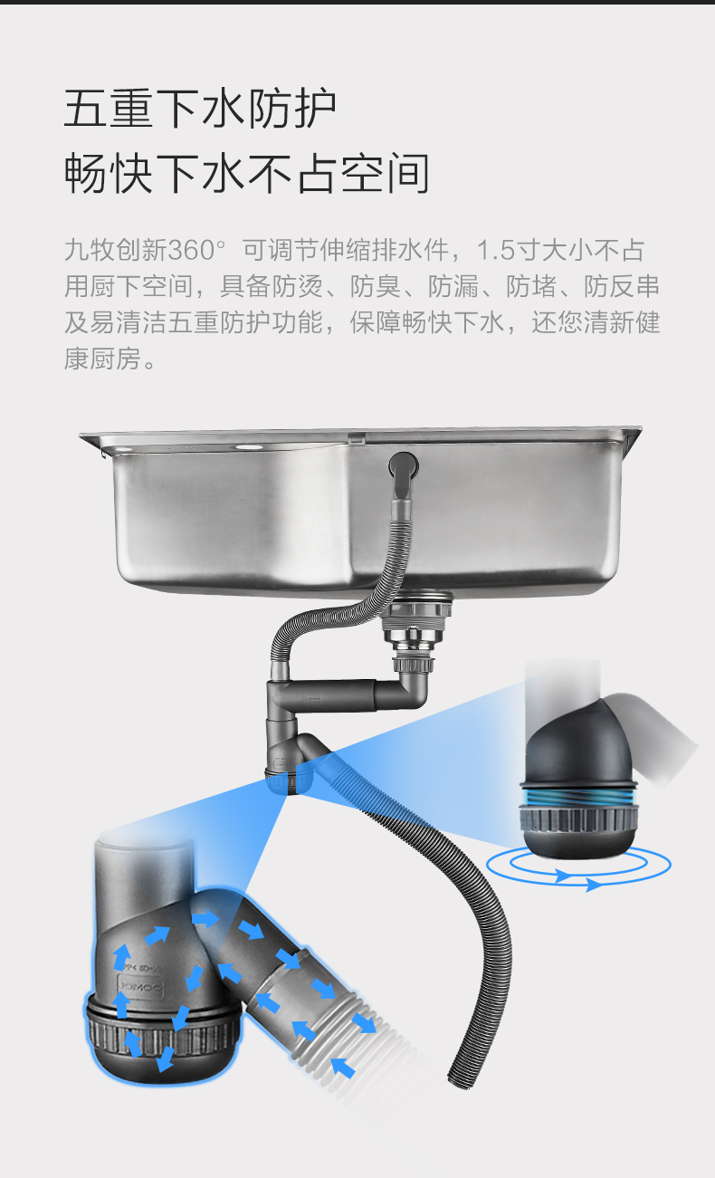 九牧新品水槽厨房304不锈钢水槽家用洗菜盆水池洗碗盆