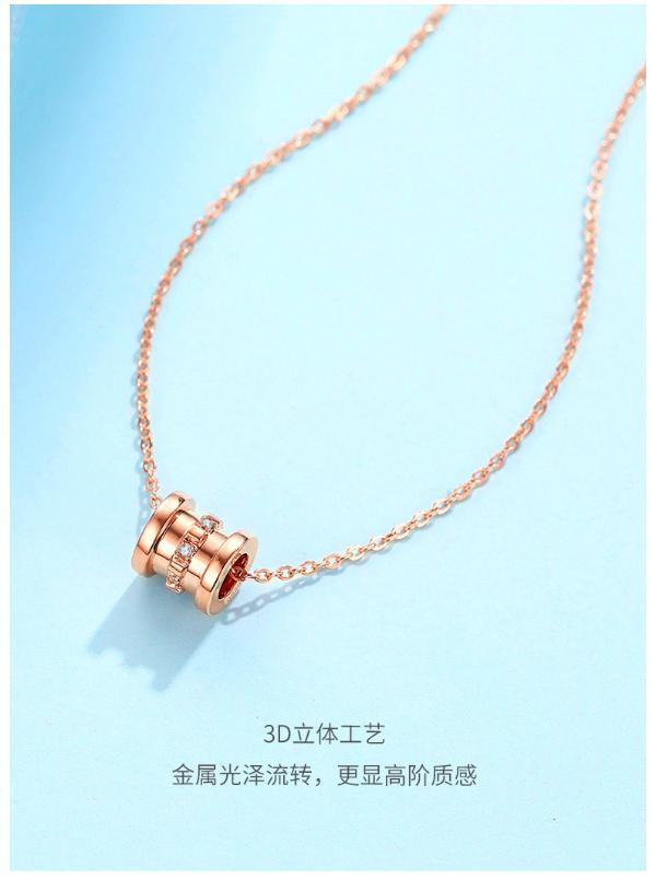 佐卡伊 小蛮腰 玫瑰18k金钻石吊坠女时尚款简约吊坠