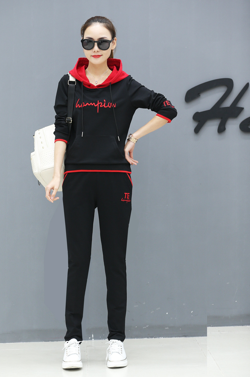 姝奕2018春秋新款女士时尚运动休闲套装连帽