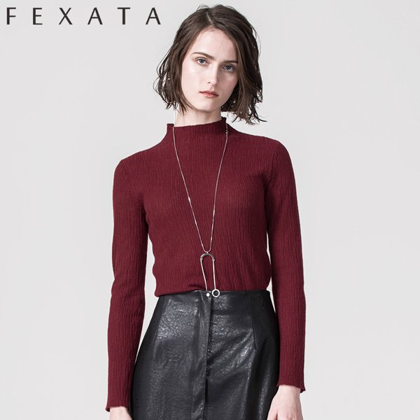 fexata2017女装新款高领长袖修身显瘦毛衣打底衫秋季