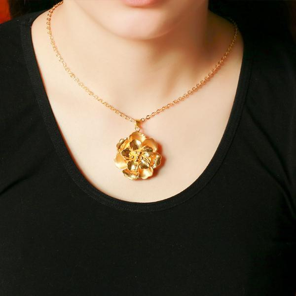 金地珠宝梅花3d硬金吊坠花朵黄金吊坠足金花吊坠求婚结婚礼物-黄色-3.
