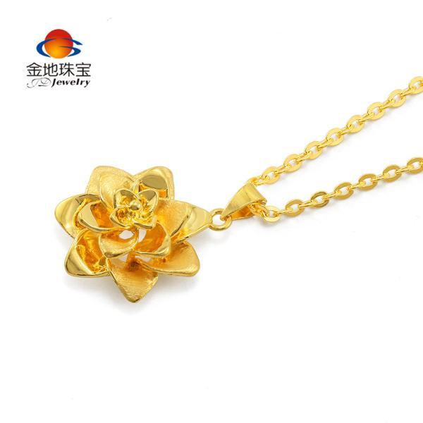 金地珠宝3d硬金莲花吊坠花朵黄金吊坠硬金吊坠花足金吊坠-黄色-1.