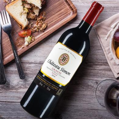 买一享二法国原瓶进口红酒aoc级2016年法国西蒙酒庄格拉夫干红葡萄酒
