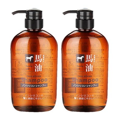 2支装日本熊野油脂horseoil马油无硅洗发水修复滋养控油600ml支