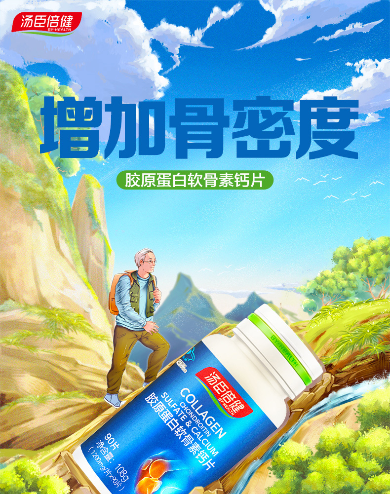 汤臣倍健 胶原软骨素钙片 90片*1瓶 增加骨密度 健康食品【价格 评价