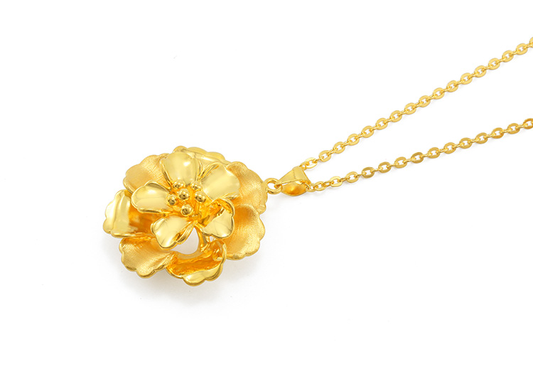 金地珠宝梅花3d硬金吊坠花朵黄金吊坠足金花吊坠求婚结婚礼物-黄色-3.
