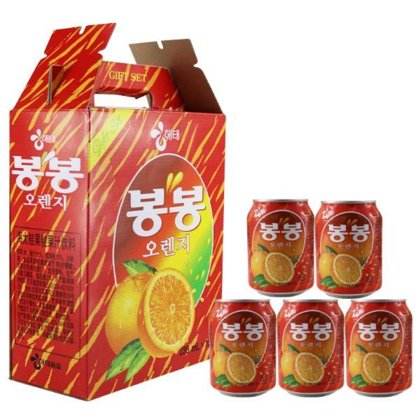 整箱送礼 韩国进口海太桔子果粒果汁饮品 橘子果肉果粒饮料238mlx12罐