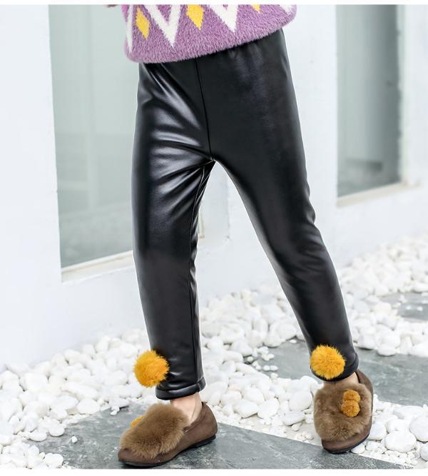 花样童依 2018冬装新款韩版女童裤子加绒加厚儿童棉裤中大童保暖pu