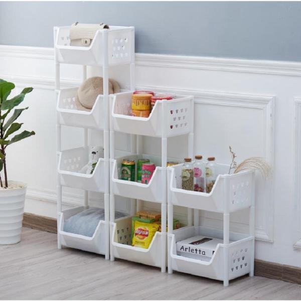 百露厨房置物架蔬菜水果收纳架落地储物浴室卫生间移动储物筐-不带轮