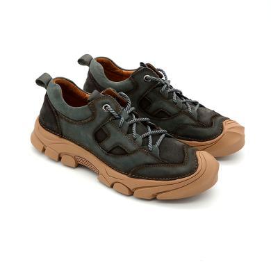 哈驰男鞋低帮户外徒步鞋秋冬工装鞋真皮系带防滑英伦休闲鞋mi494021