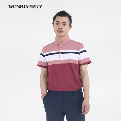 忘不了男装合身版翻领红色短袖t恤w340802111