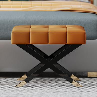 慕梵迪后现代轻奢客厅家用脚踏床尾小凳子超纤皮 型号D1029