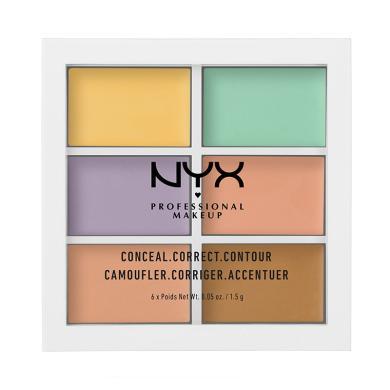 【保质期：24年7月】【支持购物卡】美国NYX 6色修容遮瑕盘9g 黑眼圈红血丝高光修容