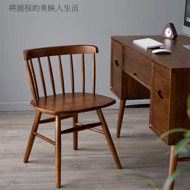 优家工匠 实木家具北欧轻奢实木书椅成人家用经济型餐厅靠背餐椅休闲办公椅子