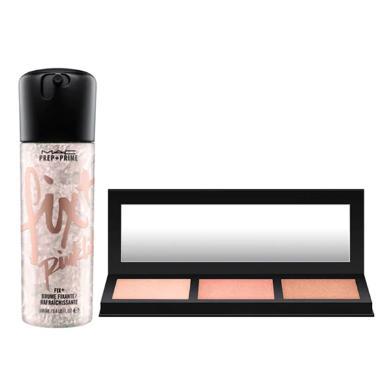 【支持购物卡】粉色 mac 限量款定妆喷雾+三色高光套装pink