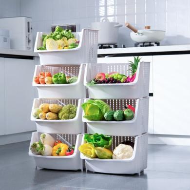 星优厨房架子置物架落地多层功能篮子储物收纳用品家用大全蔬菜储菜筐X8228