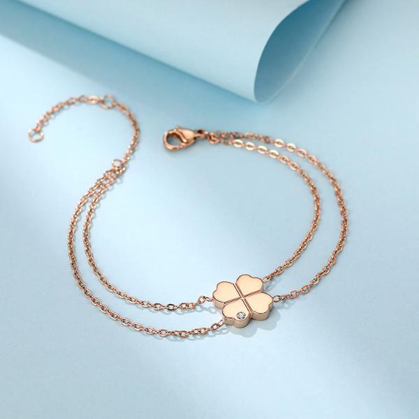 佐卡伊 幸运四叶草钻石母贝手链一款两戴时尚百搭手饰-钻石四叶草母贝
