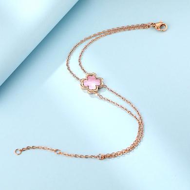 佐卡伊幸运四叶草钻石母贝手链一款两戴时尚百搭手饰