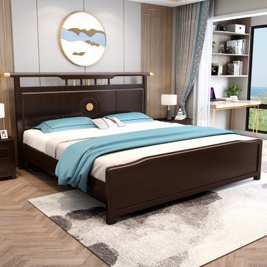 皇家密码 新中式实木床1.8米轻奢软靠主卧室婚床1.5米小户型双人床简约大床