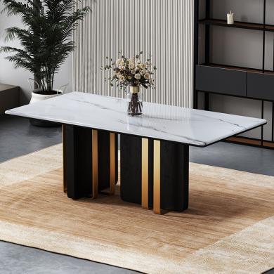 慕梵迪 餐桌椅组合家用小户型现代简约吃饭桌子6人长方形轻奢大理石饭桌 ZD-034