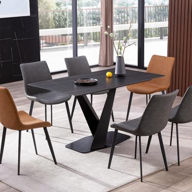皇家密码意式轻奢餐桌餐椅组合饭桌组装小户型长方型餐桌椅子现代简约