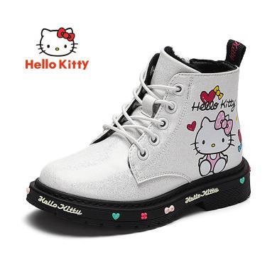 【比欧集合馆】Hello Kitty凯蒂猫童鞋女童马丁靴冬季新款小孩学生短靴二棉保暖时尚儿童皮鞋女孩皮靴子潮K0543942A【比欧】