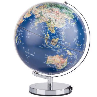 得力地球仪LED灯立体浮雕地球仪教学摆件高清中英文对照办公用品万向地球仪直径14.2cm/25cm/30cm