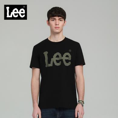 lee商场同款黑色短袖t恤男上衣衣服2020新款潮流l396023rxk11