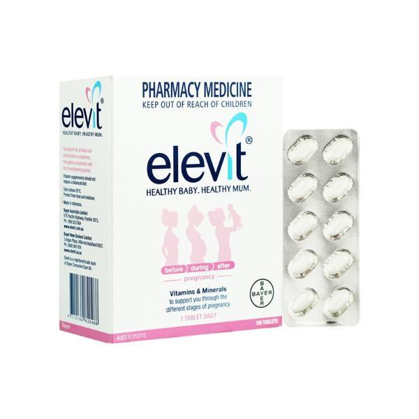 1盒*澳洲elevit爱乐维孕妇营养复合维生素女性备孕叶酸片100片【香港