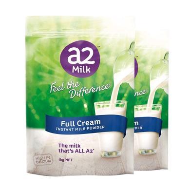 【2包】澳洲a2 速溶全脂成人奶粉1kg 青少年中老年人奶粉营养高钙牛奶A2全脂奶粉