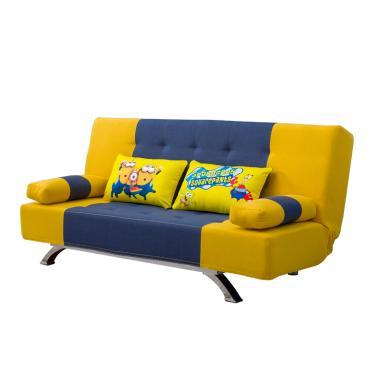 雅客集艾琳娜休闲沙发黄色配蓝色FB-20303YE 小户型客厅沙发1.9米 时尚百搭办公室三人位沙发