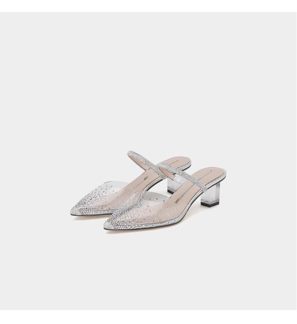 思加图秋季新款仙女风水晶鞋胶片水钻女后空凉鞋9pv35ch0