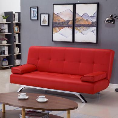 雅客集红色乔斯林休闲沙发 FB-20316RE 三人位时尚皮沙发 折叠沙发床 招待室办公室沙发 可躺家用客厅沙发