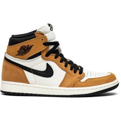 nike耐克/air jordan 1 aj1年度新秀黑白棕脚趾黄麂皮篮球鞋555088