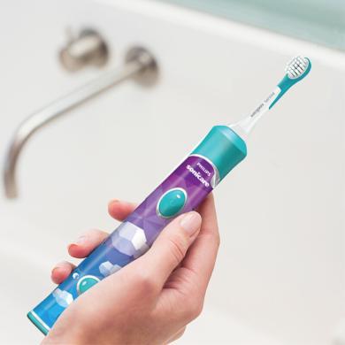飞利浦 电动牙刷 蓝牙版儿童电动牙刷 儿童声波震动(自带刷头*2) （标准/迷你刷头随机发货）HX6322／04