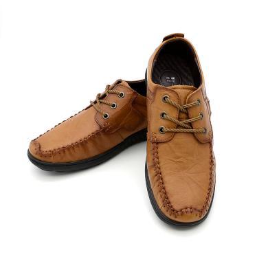 哈驰男鞋真皮休闲皮鞋男士圆头系带软皮休闲鞋md494011