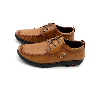 哈驰男鞋真皮休闲皮鞋男士圆头系带软皮休闲鞋md494011