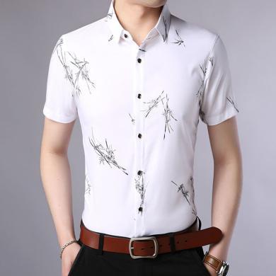 verhouse 夏季男士短袖衬衫韩版商务职业装透气薄款休闲衬衣