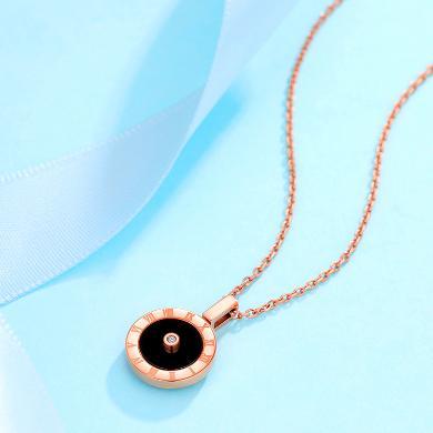 佐卡伊timelove时光钻石转动罗盘项链