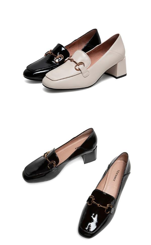 teenmix/天美意2020秋新款商场同款复古百搭粗方跟乐福鞋女单鞋cl111c