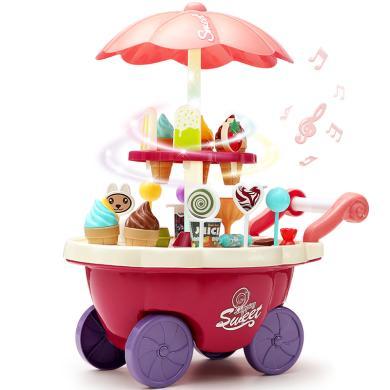 益米儿童过家家冰淇淋车玩具女孩糖果雪糕推车冰激凌机宝宝套装3-6岁