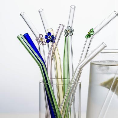 摩登主妇创意玻璃吸管彩色玻璃杯非一次性咖啡可乐高硼硅吸管环保