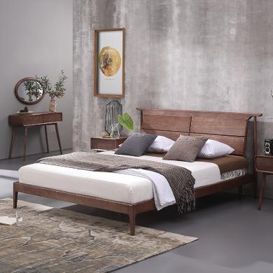 皇家密码床北欧风格简约全实木床小户型卧室家具床现代白蜡木胡桃色双人床