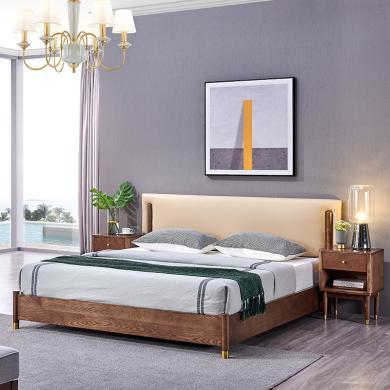 皇家密码床北欧风格简约全实木床小户型卧室家具床现代白蜡木胡桃色双人床