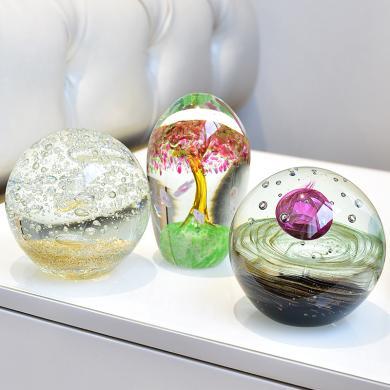 墨菲 琉璃球水晶球摆件轻奢家居创意装饰品摆设水母
